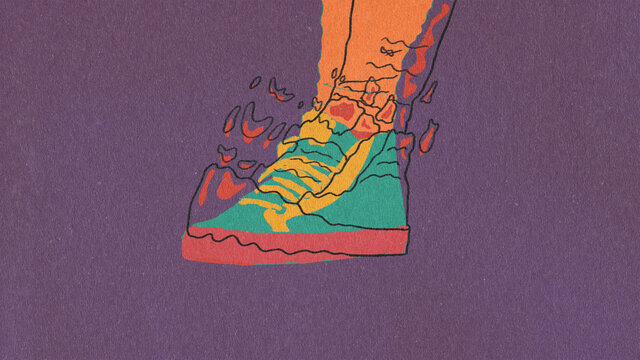 Running Leg In Sneakers Illustration