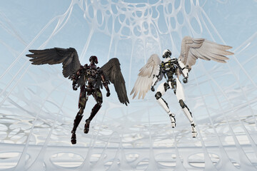 Robot with feathered wings