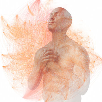 Man with graphical overlay