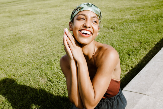 Happy Portrait Mixed Race Woman