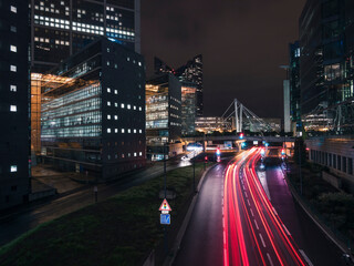 Nighlife scene with traffic in Paris