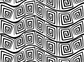 Seamless pattern. Abstract texture. Hand drown curved lines and nodes. Vector illustration.