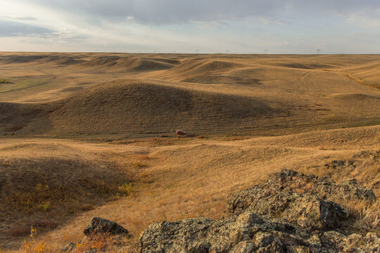 Autumn hills in the Kazakhstan's steppes