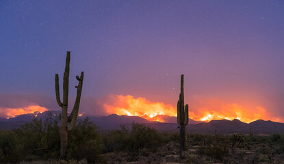 Arizona Desert Wildfire After Sunset © Kyle