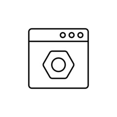 website settings configuration icon. Web option icon. Gear in window icon.in flat black line style, isolated on white background 