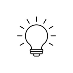 innovation Idea bulb icon in flat black line style, isolated on white background 