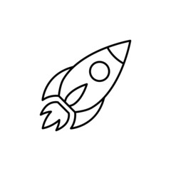 Rocket launch, startup icon in flat black line style, isolated on white background 