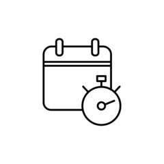 Calendar schedule icon in flat black line style, isolated on white background 