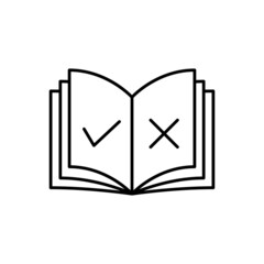 rules Book  icon in flat black line style, isolated on white background 