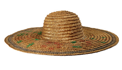 Fototapeta na wymiar Brown straw hat isolated on white background.
