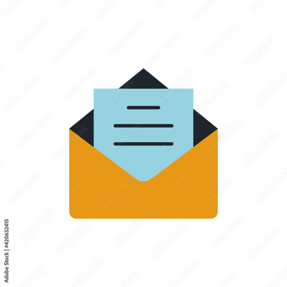 Poster message mail icon in color icon, isolated on white background