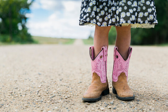 Girl In Pink Cowboy Boots