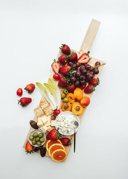 Beautiful charcuterie spread on wood board