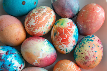 Image of several color eggs placed on plate