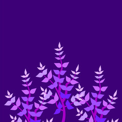 Purple leaves blue background. Tropical leaves seamless pattern. Jungle vector floral wallpaper. Stock image. EPS 10.