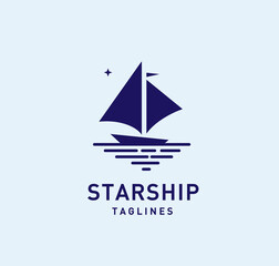 simple ship with star logo vector illustration