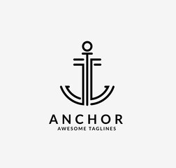 Fototapeta na wymiar Anchor line icon concept, navigation and nautical symbol sign on white background