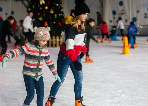 Kids on an ice rink