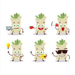 Obraz premium Horseradish cartoon character with various types of business emoticons