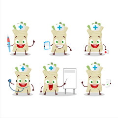 Doctor profession emoticon with horseradish cartoon character
