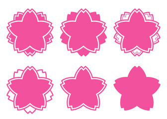 桜スタンプの和風フレームセット　コピースペース