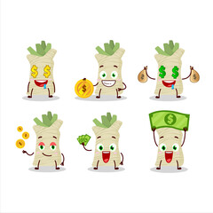Obraz premium Horseradish cartoon character with cute emoticon bring money