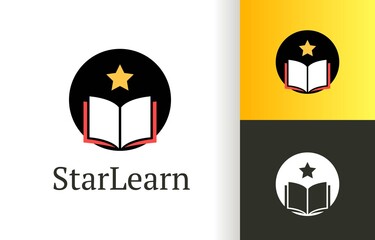 Book open with star logo company, logo vector template design. Ready to use, easy for edit.