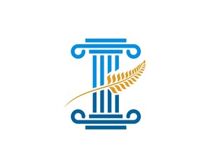 Simple law pillar with blue colors and wheat
