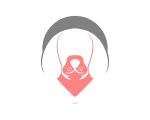 Dog head silhouette inside the pin location
