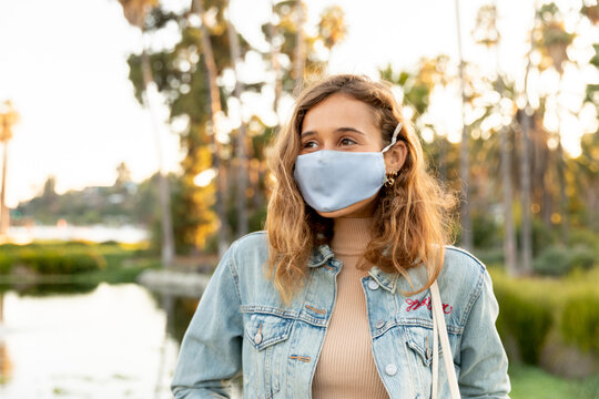 Masked Girl Enjoying Echo Park.