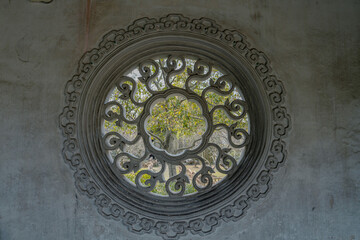 Inside view of a Chinese garden in Suzhou, China.