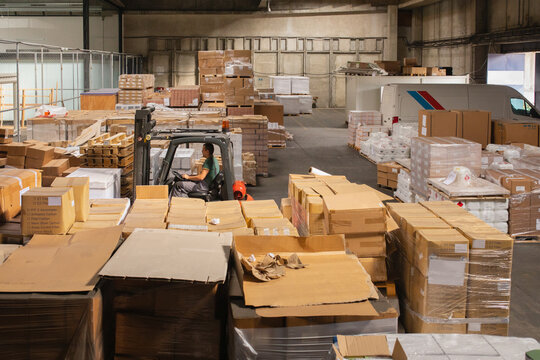 A small warehouse packed with a carload ready for distribution