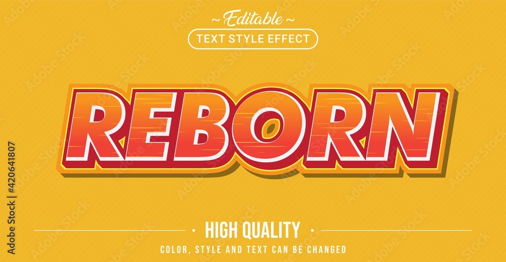 Poster editable text style effect - reborn theme style. graphic design element.