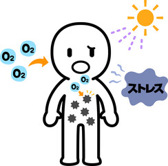 体内で活性酸素が発生するイメージ