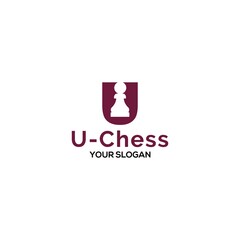 U Chess Logo Design Vector