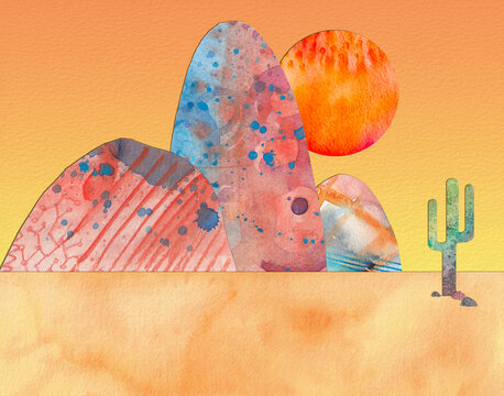 Under a Hot desert sun, a paper craft illustration