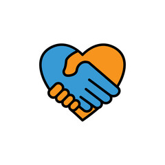 Handshake lineal color icon with heart. the icon can be used for application icon, web icon, infographic. Editable stroke. Design template vector