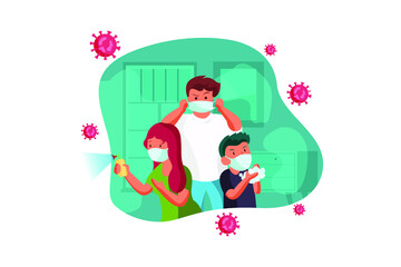 A family is protecting themselves from disease together.