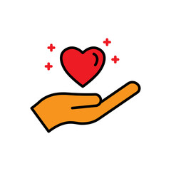 Hand lineal color icon with heart. the icon can be used for application icon, web icon, infographic. Editable stroke. Design template vector