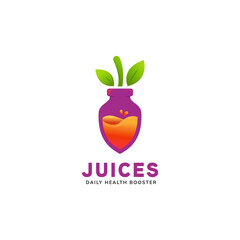 Juicy healthy fruit pressed purple beet fruit shape bottle juice logo