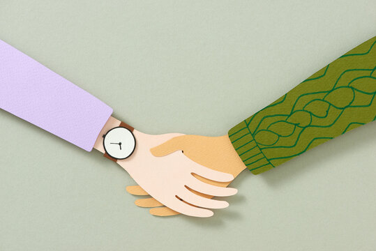 Business concept of Excellent Partnership shaking hands , paper art