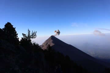 active volcano in the morning