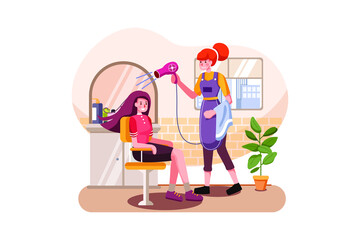 Young woman having her hair dyed by beautician at parlor