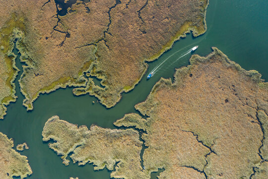 aerial image of Dalyan a region a wetland, a delta