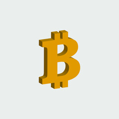 Bitcoin currency 3d style isolated on white background. Vector illustration