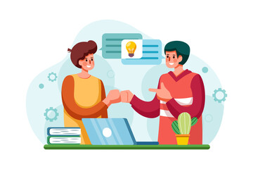 Company employees sharing thoughts and ideas