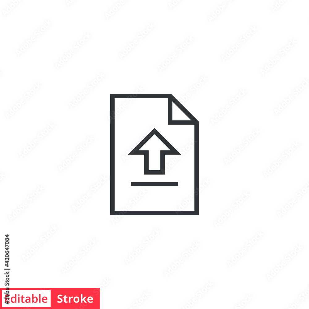 Poster upload file line icon. simple outline style. document, report, vector button, download get new proje