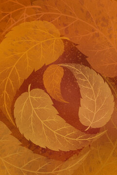 Fall leaves in circular pattern