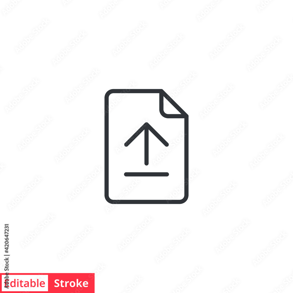 Poster upload file line icon. simple outline style. document, report, vector button, download get new proje