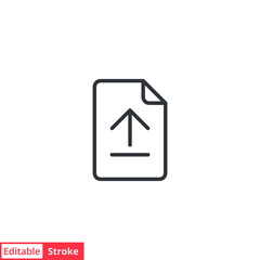 Upload file line icon. Simple outline style. Document, report, vector button, download get new project concept. Vector illustration isolated on white background. Editable stroke EPS 10.